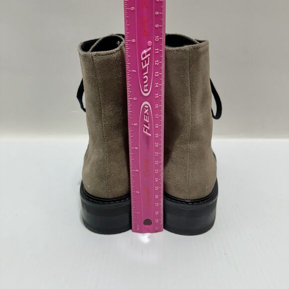 AllSaints Dusty Women's US 7 Combat Boots Light Gray Tan Cow Suede NWOB $299 - Picture 7 of 12